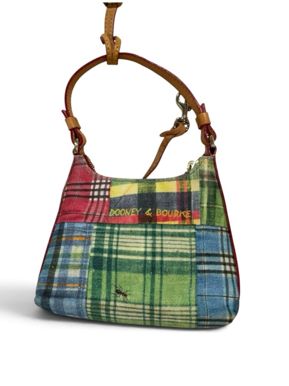 Dooney & Bourke Multicolor Plaid Shoulder Bag with Leather Strap